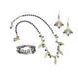 Amethyst, Pearl, Carnelian & Iolite Necklace & Earring Set