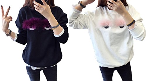 一茶先生 レディース トレーナー 長袖 秋 冬 かわいい デザイン 目 ふわふわ 個性的 キャラクター