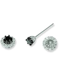 925 Silver black & white Earring. Metal Weight- 1.87g. Total Carat Weight- 1ct.