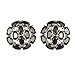 OVAL BLACK CZ EARRING WITH WHITE CZ title=