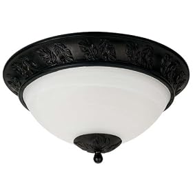 Globe Espresso Flush Mount Ceiling Fixture, Ebony with Alabaster Globe #61216 by Globe Electric