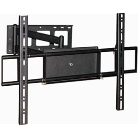 Black extendable arm TV wall bracket for SONY TVs from 30 to 50 inch with tilt and swivel action.  A high quality Intecbrackets brand TV wall mount