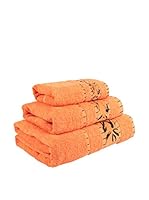 Flor De Algodón Juego De Toallas Asia2 (Naranja)