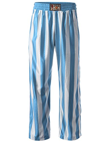 SMITHJAY Mens Hipster Hip-Hop LIGHTBLUE Stripe Basketball Pants MEDIUM