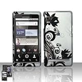 Rubberized Silver Black Vine Flower Snap on Design Case Hard Case Skin Cove ....