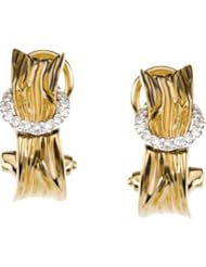 Diamond Earrings 14K Yellow/White Gold Pair 1/8 Ct Tw Diamond Earrings