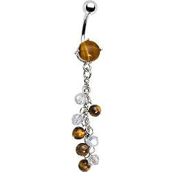 Semi Precious Tiger Eye Stone Dangle Belly Ring