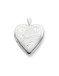 925 Sterling Silver 20mm Grandma Heart Locket - Chain Included