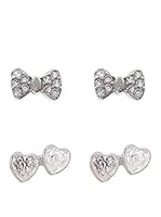 Silver One Pendientes Dúo Corazón Lazo