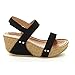 FOREVER FREYA-34 Women's Vamp Strap Sling Back Cork Platform Ankle Strap Sandals