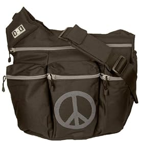 Diaper Dude Black with Peace Sign Designer Diaper Bag