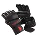 Century Medium Black Leather Wrist-Wrap Gloves