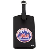 MLB New York Mets Black Leatherette Printed Logo Bag Tag