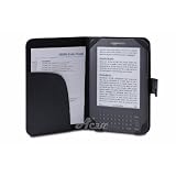 Acase(TM) Classic Kindle 3 (Latest Generation) Leather Case (Black) with Screen Protector Film Clear (Invisible)