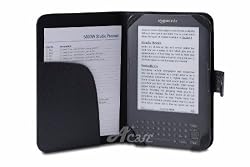 Acase(TM) Classic Kindle 3 Keyboard Leather Case (Black)