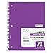 Mead Spiral Notebook 1-Subject, 70-Count, Wide Ruled, COLOR WILL VARY, 4 Pack (72873)