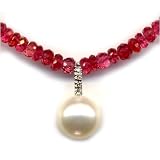 18K Gold Spinel, Diamond & South Sea Pearl Necklace