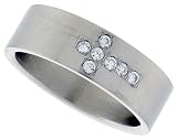 Surgical Steel 5/16 (8mm) Flat Band with CZ Cross
