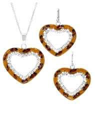 Sterling Silver Cubic Zirconias Heart Women Jewelry Set. Length 32 in. Total Item weight 4.1 g.