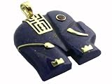 Lapis Lucky Elephant Pendant, 14k Gold