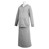 授乳服 マタニティ スウェット 長袖パーカー ロングスカート 上下セット 産前産後対応 グレー-M8578 L