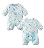 【SEBLES】ベビー服 カバーオール 前開き 新生児 3ヶ月 6ヶ月 12ヶ月 長袖 長ズボン アニマル プリント マスコット 男の子 女の子 春 秋 コットン(タイプA,66cm)