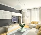 IMAGE OF Wallmonkeys Peel and Stick Wall Decals - 3D Render Modern Interior of Living-room - 48