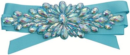 STOREZWD Madge Rhinestone Applique,9.65x3.27 Inches,AB Bule