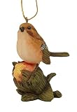 3 Decorative Bird on Nut Christmas Ornament