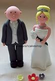 Blonde Bride & Bald Groom Fun Wedding Cake Topper