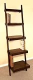 Fashionable Dark Walnut Wood Finish LEANING LADDER BOOK/MAGAZINE SHELF