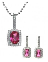 925 Sterling Silver Women Earrings + Pendant with Cubic Zirconia/CZ - 46cm*18mm*8mm, 5 Grams