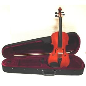 Crystalcello MV100 1/16 Size Violin with Carrying Case + Bow + Accessories - Natural Color