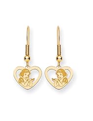 Disney Yellow Gold Heart Snow White Fishhook Earrings