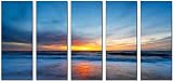 Sunset Sea Beach Nature Picture Painting HUGE Canvas Print READY TO HANG!! 60 X 32