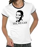 Barack Obama YES WE CAN Girlie Ringer T-Shirt S-XL