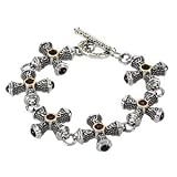 Sterling Silver and 14K Yellow Gold Amethyst and Sapphire Cross Bracelet