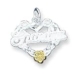 Sterling Silver Grandma Heart Charm with 20 inch Sterling Silver Chain