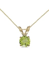 10k Yellow Gold Round Peridot Pendant with 16" Chain