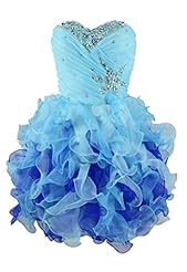  Organza Short Lace-Up Ruched Beaded  Ball Gown Evening Dress/Homecoming Dress/Prom Dress/Wedding Party Dress/Mini Dress 