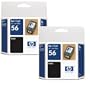 HP No. 56 Black Ink Cartridge Twin Pack (C6656AN-Bundle)