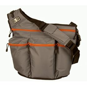 Gray Diaper Bag with Orange Zippers plus FREE Stroller Strap