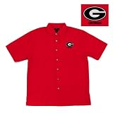 Georgia Bulldogs NCAA Prevail Button Down Short Sleeve Shirt For Men (Dark Red)