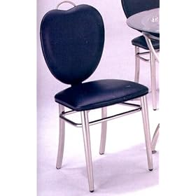 Contemporary Black Vinyl Side Dining Chair/Chairs in Retro Silver Metal Finish (Set of 2)