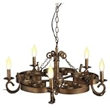 IMAGE OF Antique Gold Finish 5 Light Chandelier 40 Watt Steel Ire 25 X 24 X 13-1/2