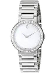 Movado Womens 0606421 Concerto Stainless-Steel and Diamonds White Mother-Of-Pearl Dial Watch