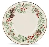 Lenox Wiliamsburg Boxwood & Pine Gold Banded Ivory China Dessert Plate