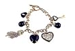 Bracelet - B168 - "Key to My Heart" Charms ~ Antique Gold Tone