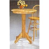 Natural Finish Turned Pedestal Bar Table by 