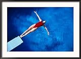 Aerial of Woman Diving from a Diving Board Framed Photographic Poster Print by Rick Raymond, 36x26